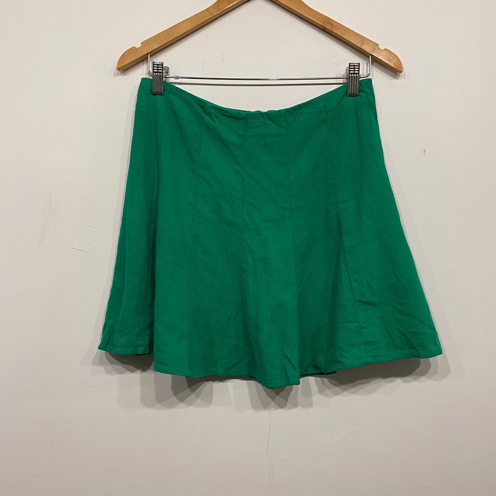 Zara Green A-Line Mini Skirt Emerald Textured Zip Back Womens Size Small
